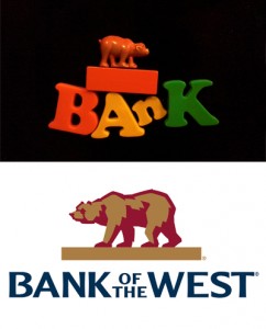 Ethan's surprisingly accurate recreation of the Bank of the West logo, from memory.